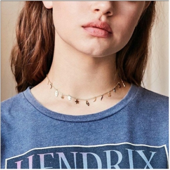 Urban Outfitters Jewelry - UO In The Stars Icon Gold Choker Charm Necklace